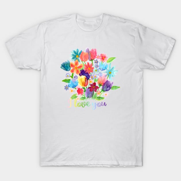 Floral I love you T-Shirt by mapetitepoupee